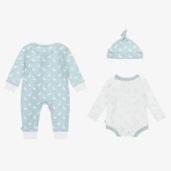 The Little Tailor Blue Hare Print Cotton Babysuit Set Best