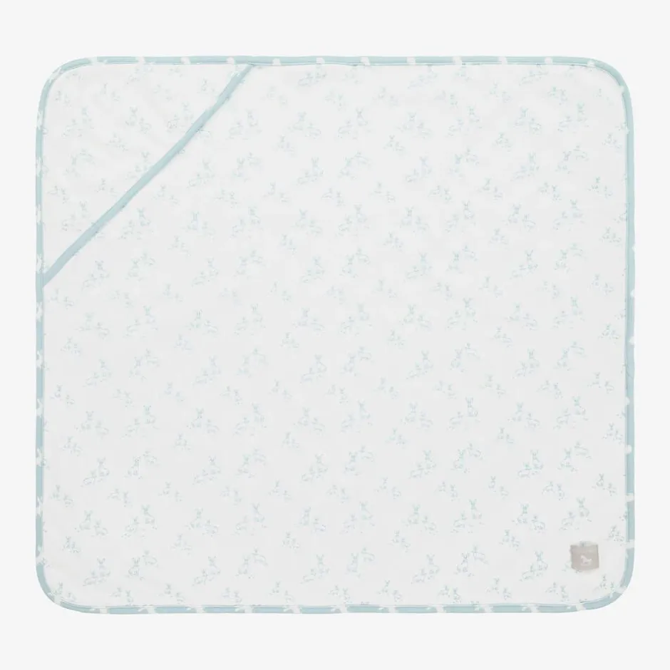 The Little Tailor Blue Hare Print Reversible Cotton Blanket (69cm) Discount