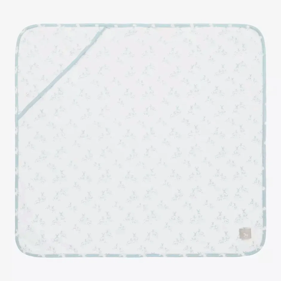 The Little Tailor Blue Hare Print Reversible Cotton Blanket (69cm) Discount