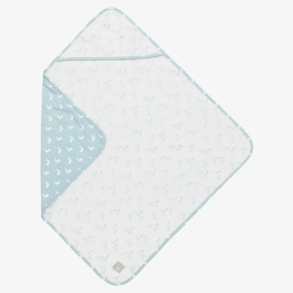 The Little Tailor Blue Hare Print Reversible Cotton Blanket (69cm) Discount