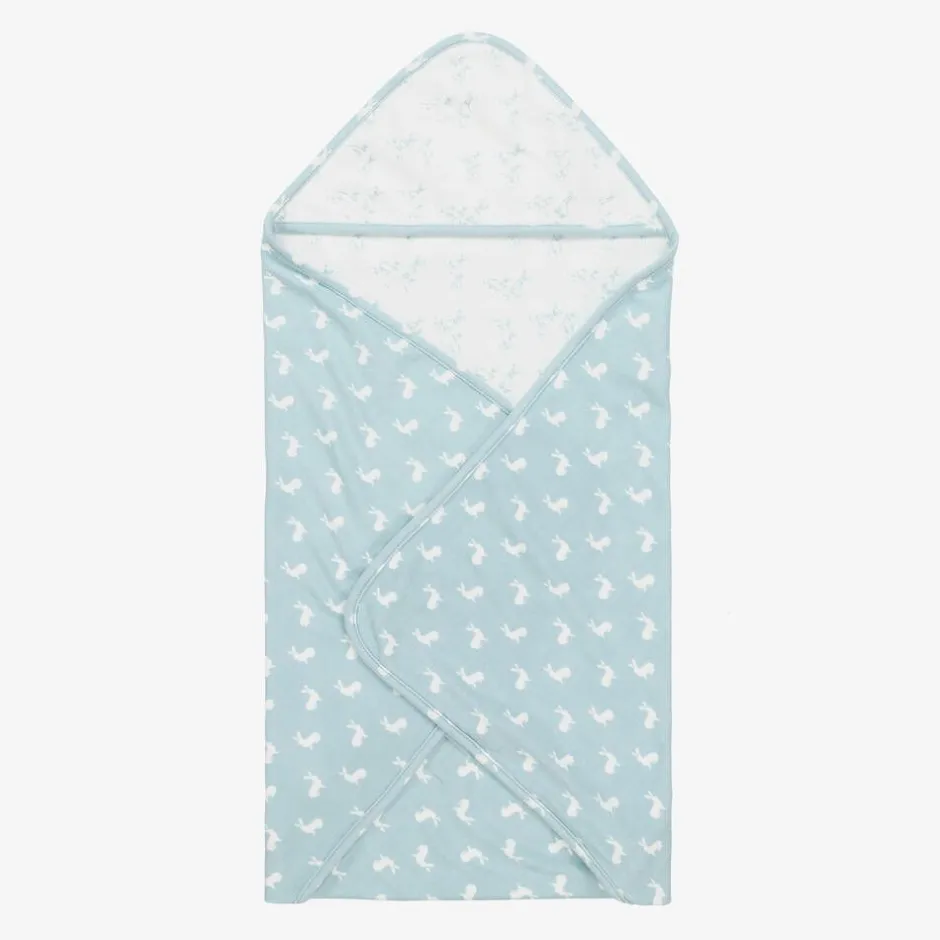 The Little Tailor Blue Hare Print Reversible Cotton Blanket (69cm) Discount