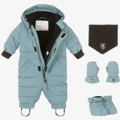 Deux par Deux Blue Hooded Baby Snowsuit Best