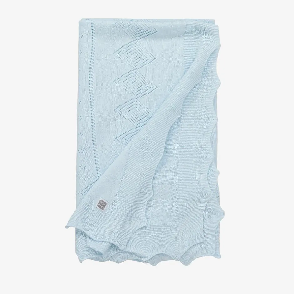 Minutus Blue Knitted Baby Shawl (105cm) Discount
