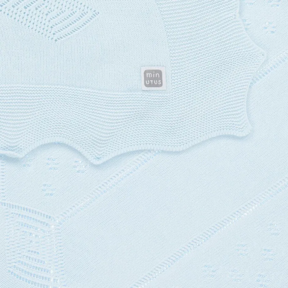 Minutus Blue Knitted Baby Shawl (105cm) Discount