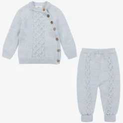 Beau KiD Blue Knitted Baby Trouser Set Clearance