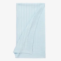 Emile et Rose Blue Knitted Cotton Blanket (96cm)