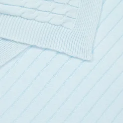 Emile et Rose Blue Knitted Cotton Blanket (96cm)