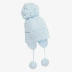 Emile et Rose Blue Knitted Cotton Pom-Pom Hat Best