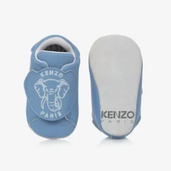 KENZO KIDS Blue Leather Elephant Pre-Walker Shoes Outlet