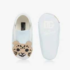 Dolce amp; Gabbana Blue Leather Leopard Pre-Walkers Clearance