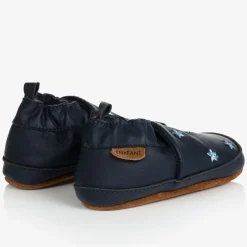 EN FANT Blue Leather Stars Slippers Discount