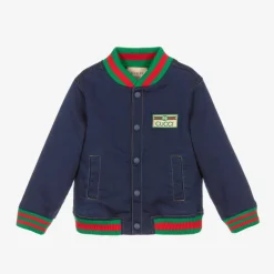 Gucci Blue Logo Bomber Jacket Discount