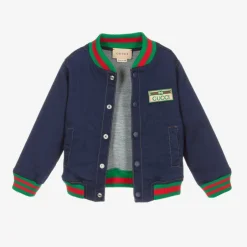 Gucci Blue Logo Bomber Jacket Discount