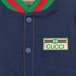 Gucci Blue Logo Bomber Jacket Discount
