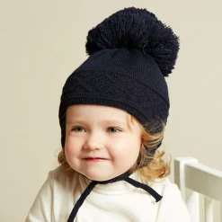 Sätila of Sweden Blue Malva Knitted Giant Pom-Pom Beanie Outlet