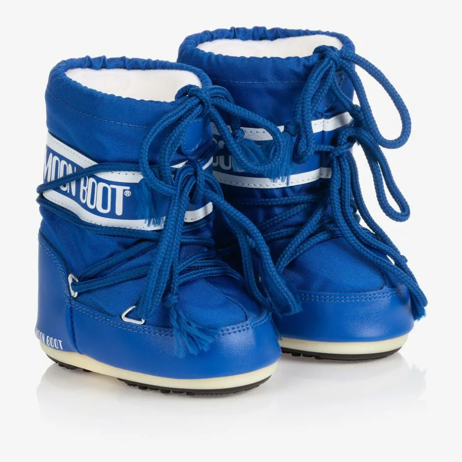 Moon Boot Blue Mini Nylon Snow Boots