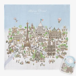 Atelier Choux Paris Blue Organic Cotton Swaddle & Bib Set Outlet