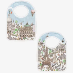 Atelier Choux Paris Blue Organic Cotton Swaddle & Bib Set Outlet