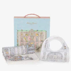 Atelier Choux Paris Blue Organic Cotton Swaddle & Bib Set Discount
