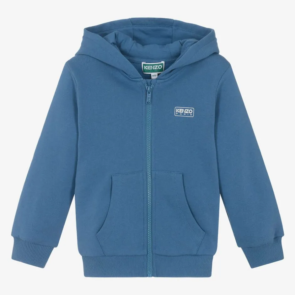 KENZO KIDS Blue Organic Cotton Zip-Up Top Clearance