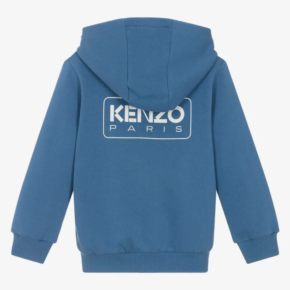 KENZO KIDS Blue Organic Cotton Zip-Up Top Clearance