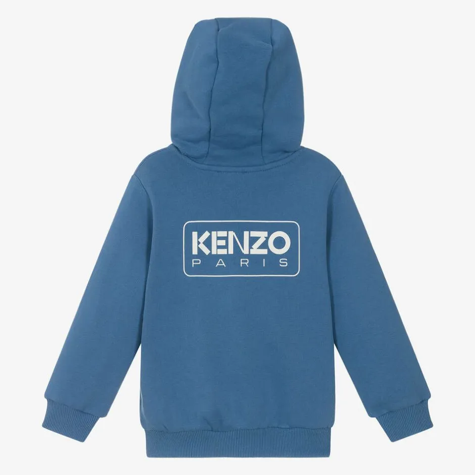 KENZO KIDS Blue Organic Cotton Zip-Up Top Clearance