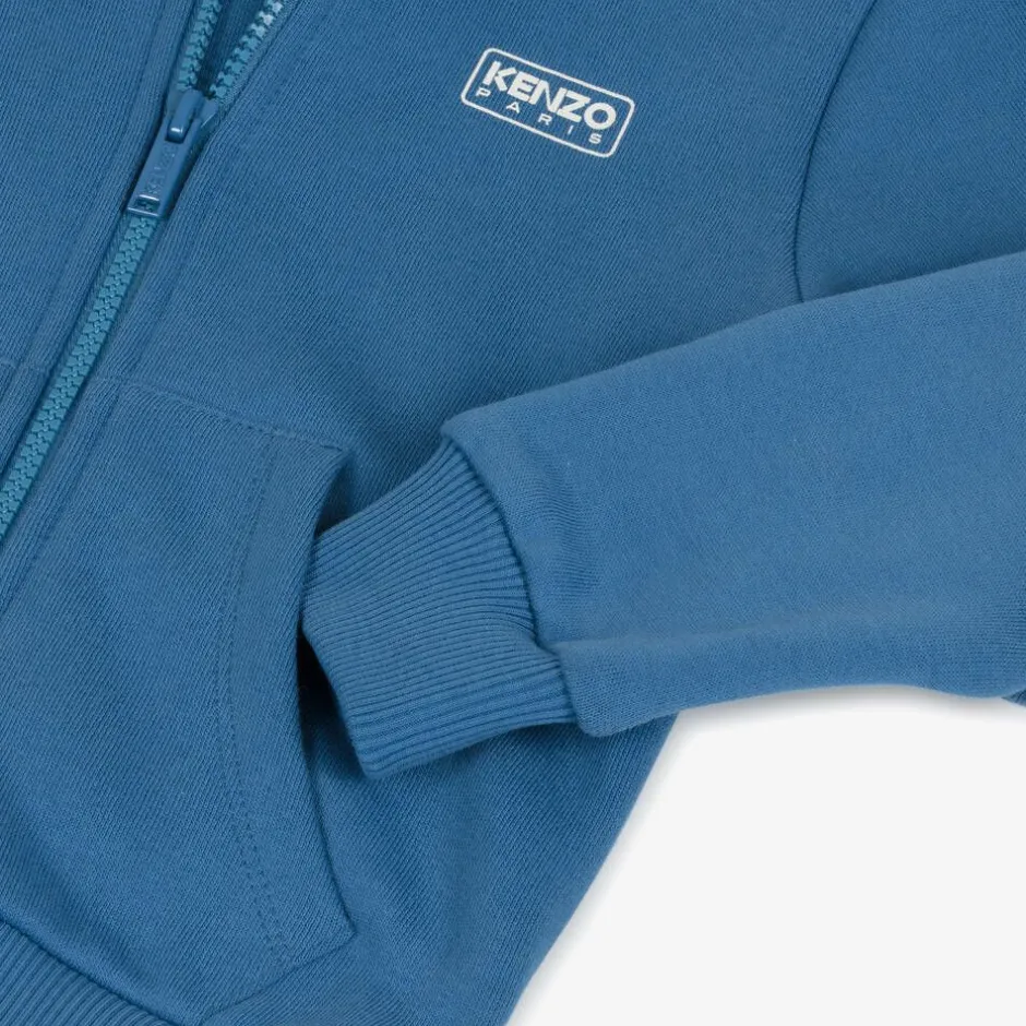 KENZO KIDS Blue Organic Cotton Zip-Up Top Clearance