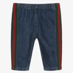Gucci Blue Organic Denim Baby Trousers Sale