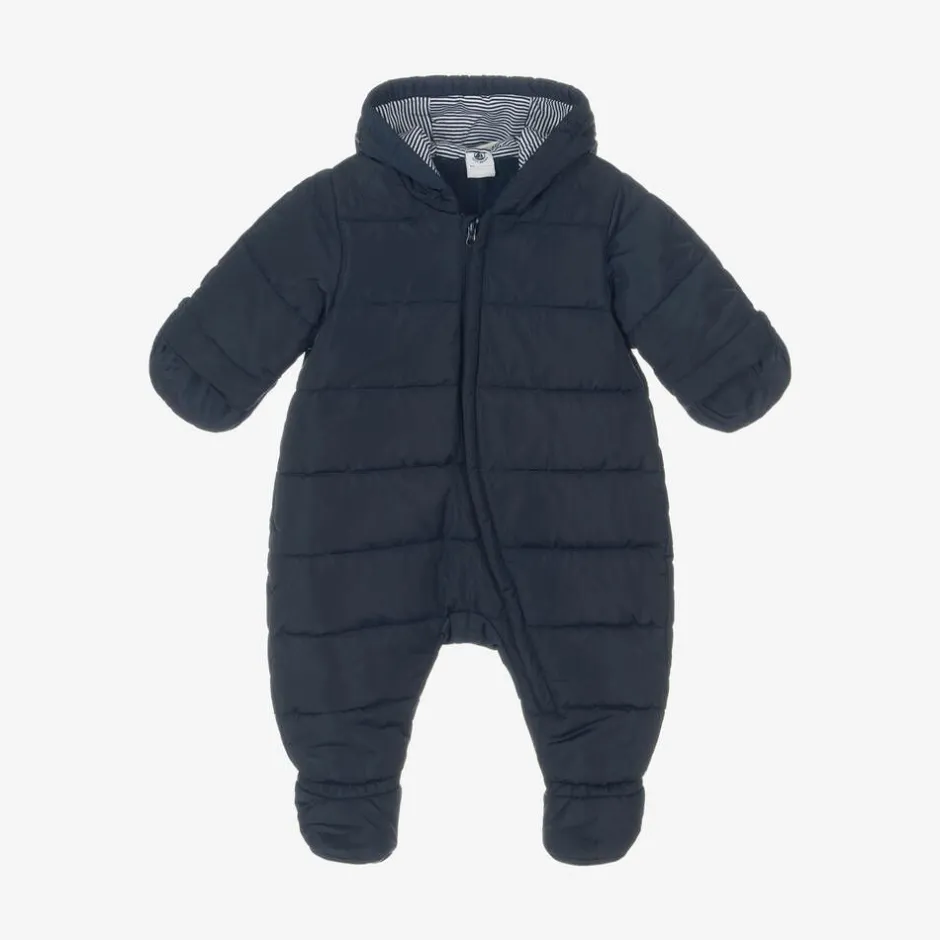 Petit Bateau Blue Padded Baby Snowsuit Clearance