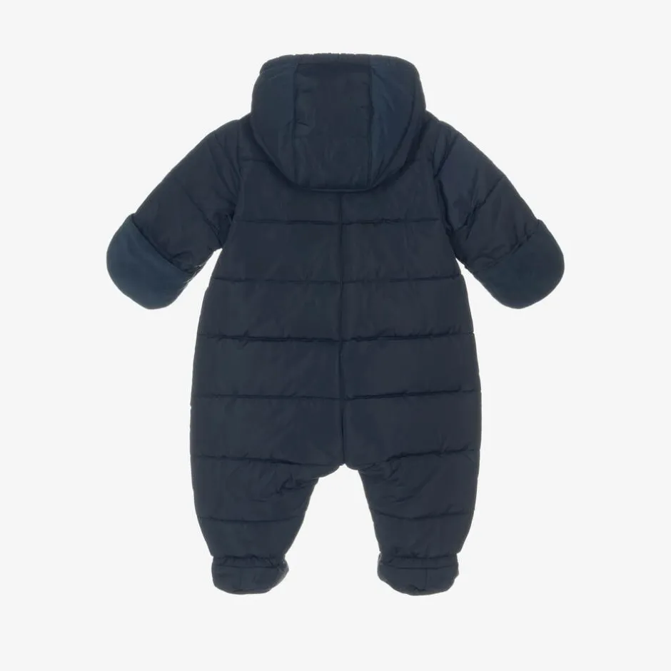 Petit Bateau Blue Padded Baby Snowsuit Clearance