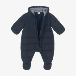 Petit Bateau Blue Padded Baby Snowsuit Clearance