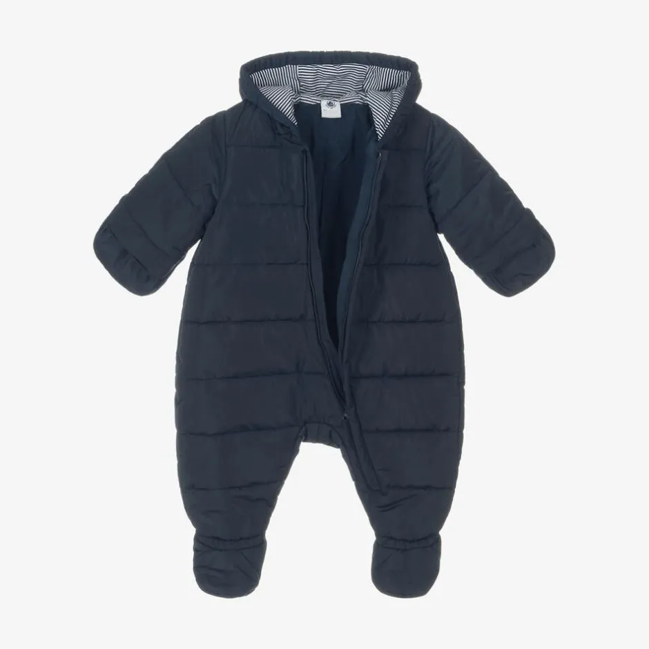 Petit Bateau Blue Padded Baby Snowsuit Clearance