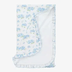 Kissy Kissy Blue Pima Cotton Heavenly Hydrangeas Blanket (73cm) Sale
