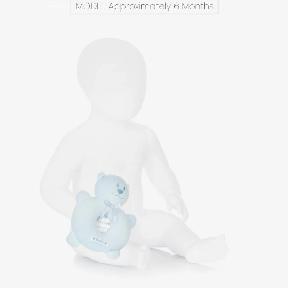 Emile et Rose Blue Plush Bear Rattle Toy (14cm) Discount