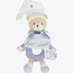 Doudou et Compagnie Blue Plush Teddy Rattle (21cm) Sale