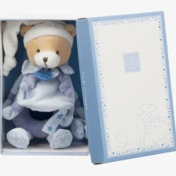 Doudou et Compagnie Blue Plush Teddy Rattle (21cm) Sale