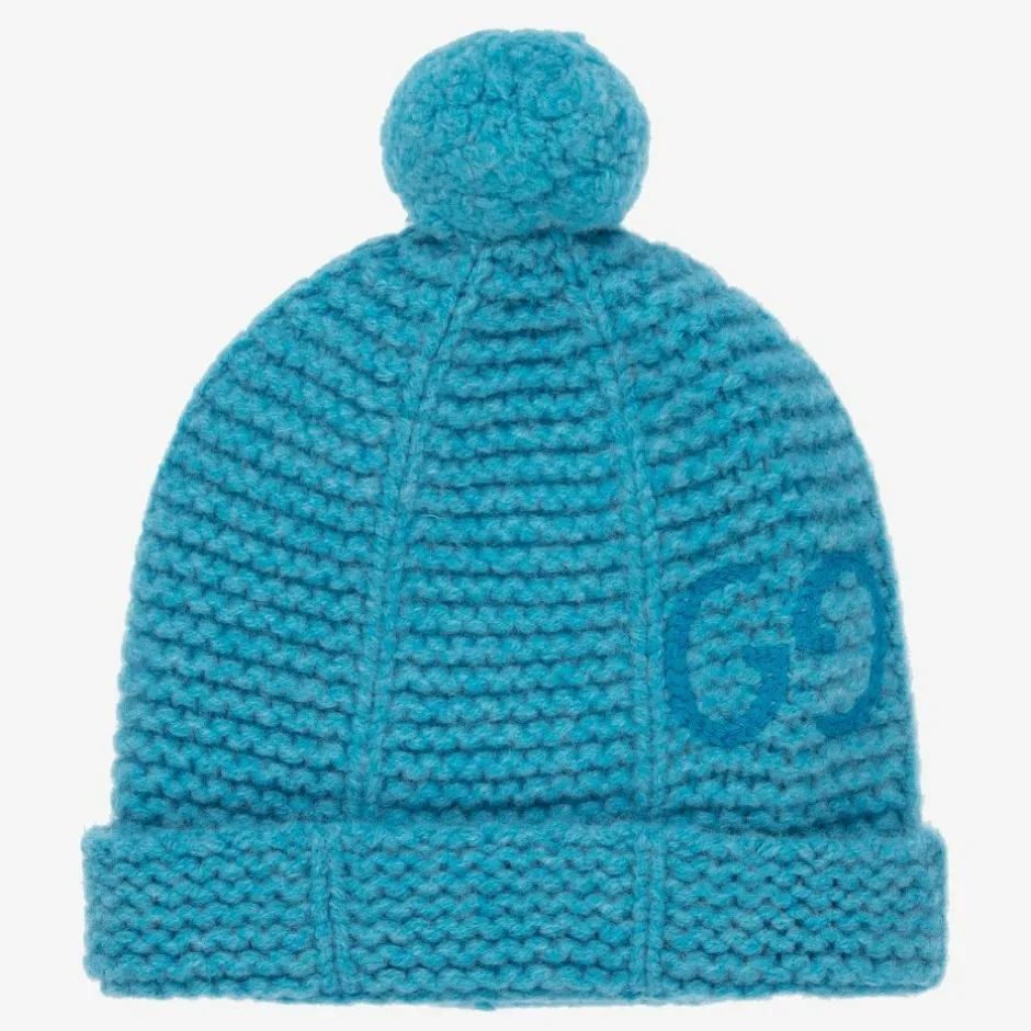 Gucci Blue Pom-Pom Wool Hat Clearance