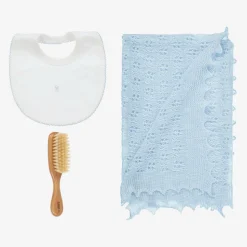 G.H.Hurt amp; Son Blue Shawl & Bib Baby Gift Set Outlet