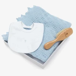 G.H.Hurt amp; Son Blue Shawl & Bib Baby Gift Set Outlet