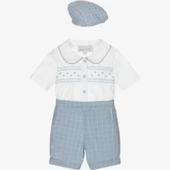 Beau KiD Blue Smocked Baby Shorts Set Clearance