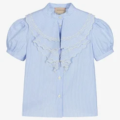 Gucci Blue Stripe Cotton Blouse Hot