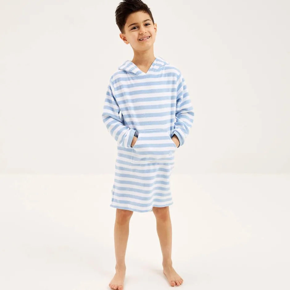 Mitty James Blue Stripe Cotton Towelling Robe Sale