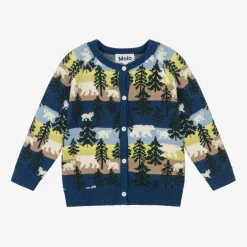 Molo Blue Stripe Forest Cotton & Wool Cardigan ForestBears Clearance