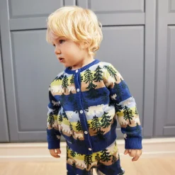 Molo Blue Stripe Forest Cotton & Wool Cardigan ForestBears Clearance