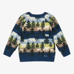 Molo Blue Stripe Forest Cotton & Wool Cardigan ForestBears Clearance