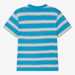 Lacoste Blue Striped Cotton T-Shirt Discount