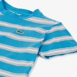 Lacoste Blue Striped Cotton T-Shirt Discount