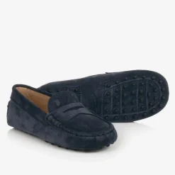 Tods Blue Suede Leather Gommino Moccasins Discount