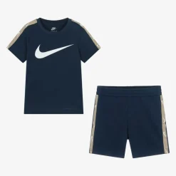 Nike Blue Swoosh Logo Shorts Set Hot