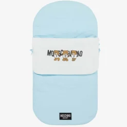 Moschino Baby Blue Teddy Bear Logo Cotton Baby Nest (80cm) Discount